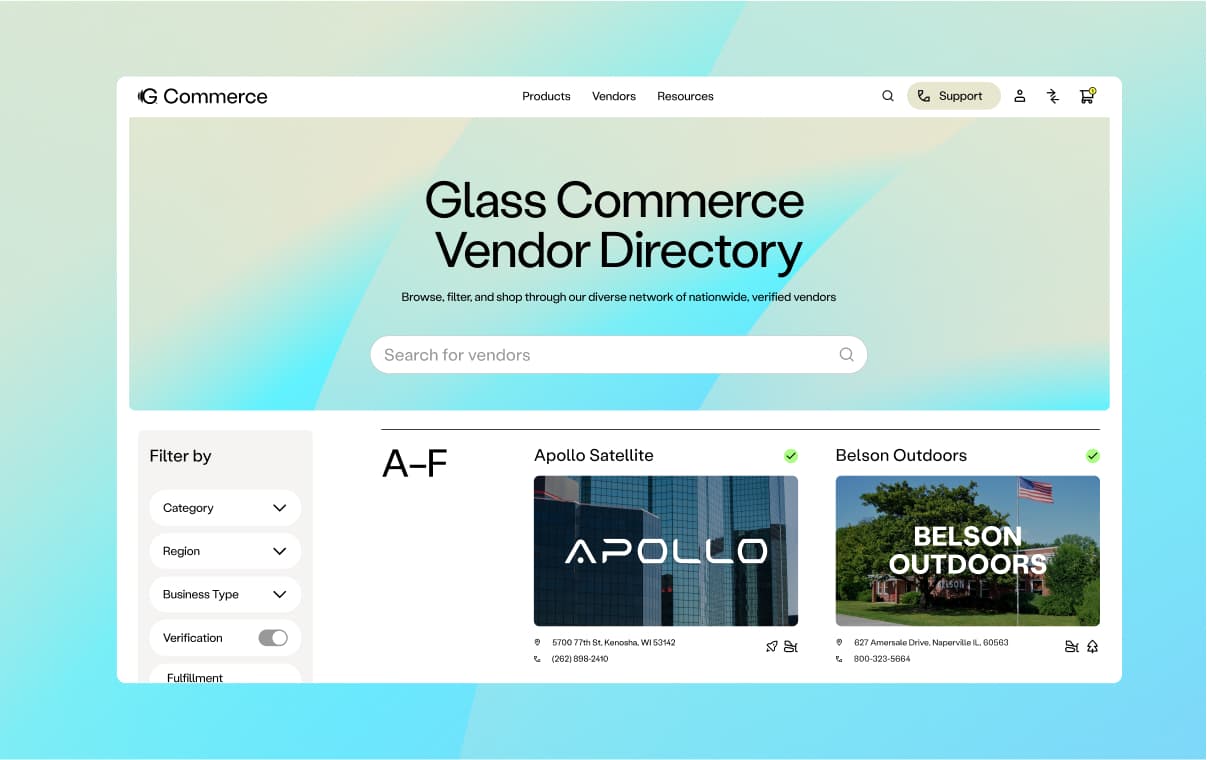 Vendor directory search in G-Commerce